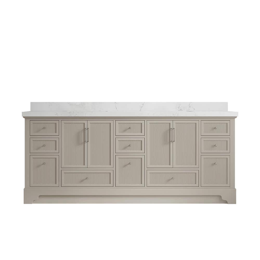 Alys 84 in. W x 22 in. D x 36 in. H Double Sink Bath Vanity in Fine Grain with 2 in. Empira Quartz Top price history on PriceWatchPro