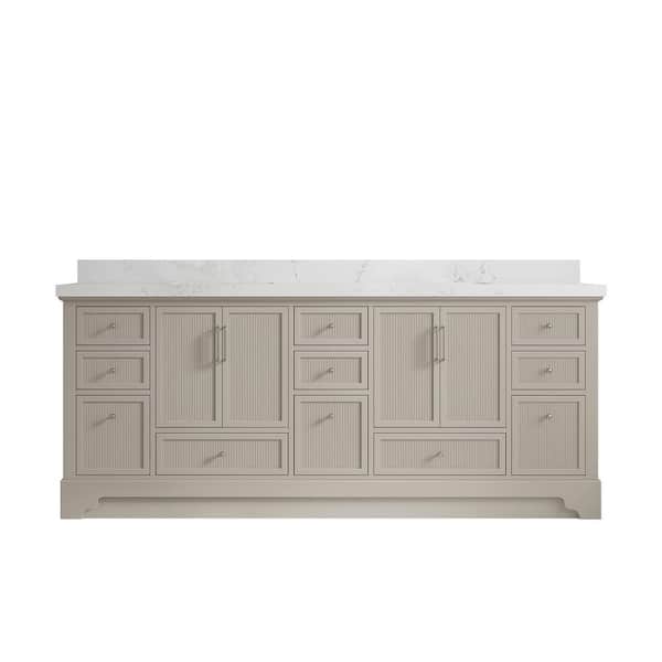 Willow Collections Alys 84 in. W x 22 in. D x 36 in. H Double Sink Bath Vanity in Fine Grain with 2 in. Empira Quartz Top
