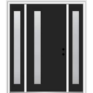 68.5 in. x 81.75 in. Viola Left-Hand Inswing 1-Lite Frosted Modern Painted Steel Prehung Front Door with Sidelites