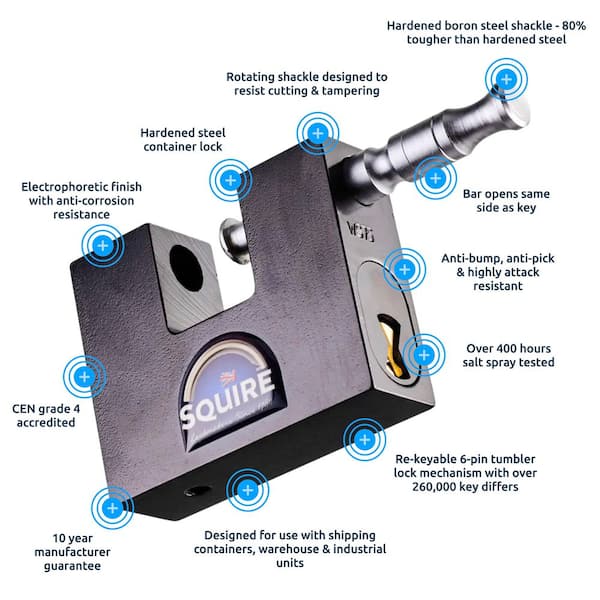 SQUIRE Stronghold 3.15 in. Wide Steel Keyed Padlock with Boron