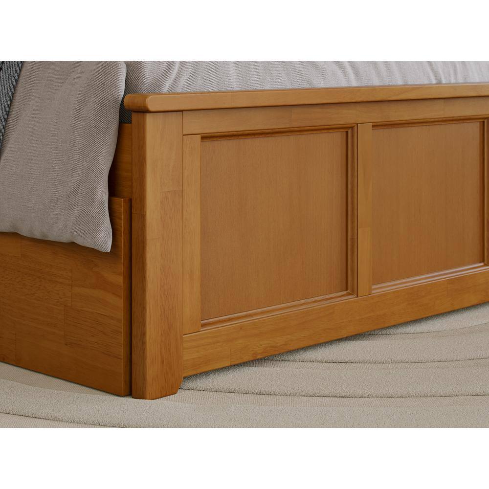 Madison Light Toffee Full Wood Platform Bed with Trundle