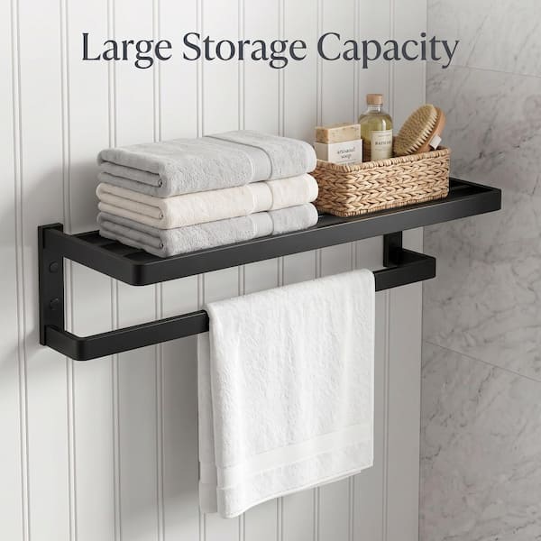 Stainless Steel 5 Towel Holders Wall Mounted 24 in. Towel Rack in Matte Black