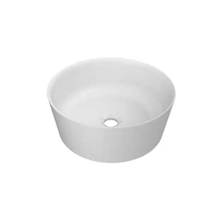 LEONORA 15 in . Round Vessel Bathroom Sink in White Matte Luxecast Solid Surface
