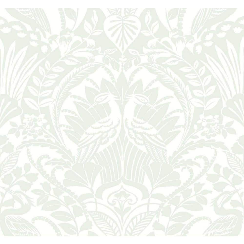 White and Cream Damask Pre-pasted Washable Wallpaper