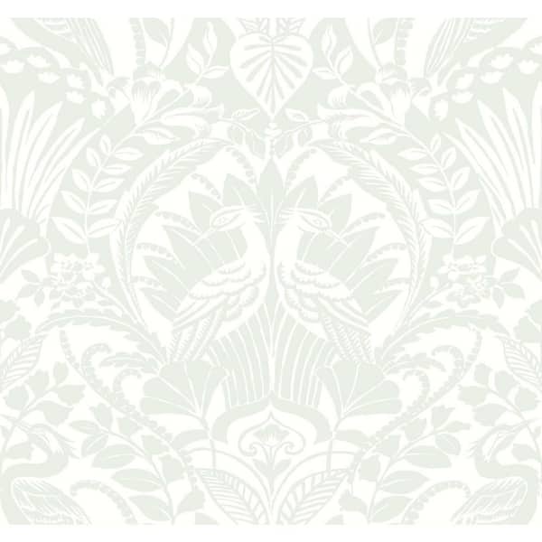 York Wallcoverings 60.75 sq ft Neutral Egret Damask Pre-Pasted Wallpaper