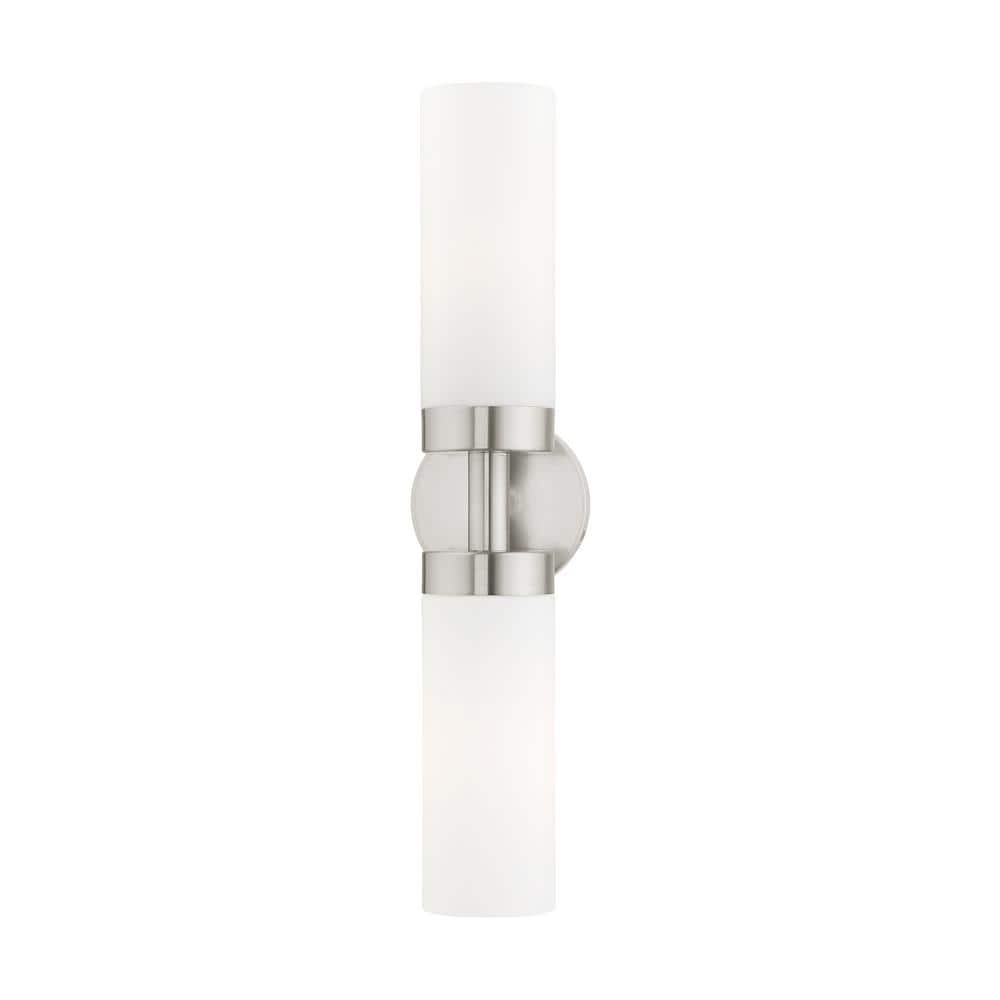 Sleek Brushed Nickel Outdoor Vanity Sconce with Satin Opal White Glass