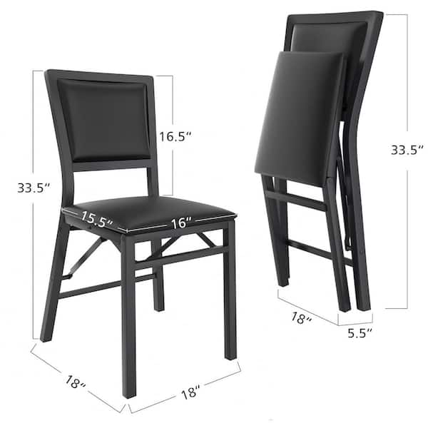 Foldable Dining Chairs Set of 4 Space-Saving, No Assembly Heavy-Duty Metal Frame, Black Kitchen and Living Room Chairs