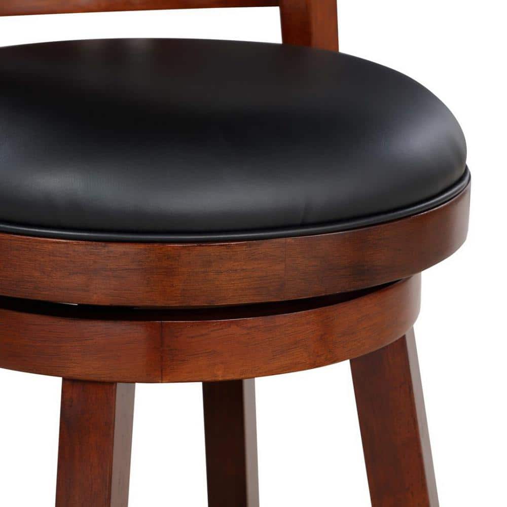 Avianna 29" Cherry Swivel Bar Stool with Leather Seat