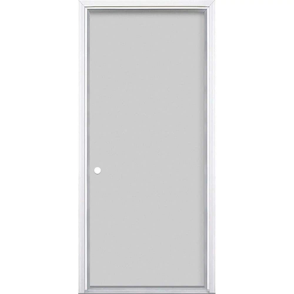 Masonite 32 in. x 80 in. Utility Flush Right-Hand Inswing Primed Steel ...