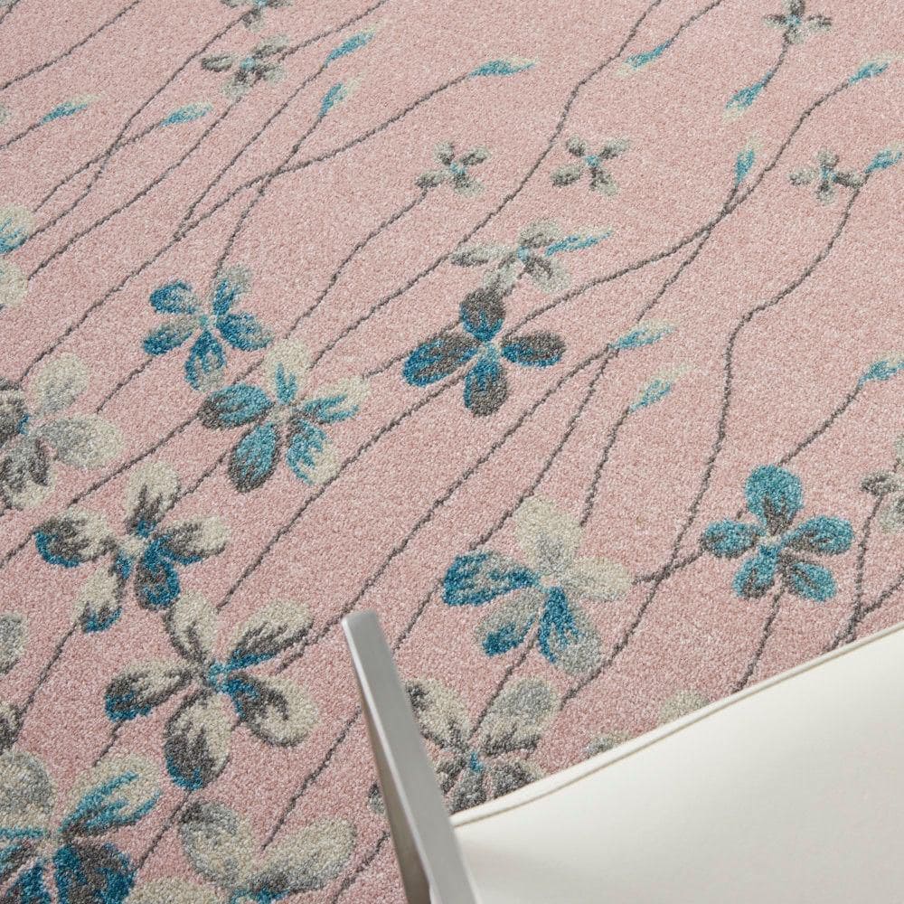 Serene Blossom Pink Floral 5'3" x 7'3" Easy-Care Area Rug