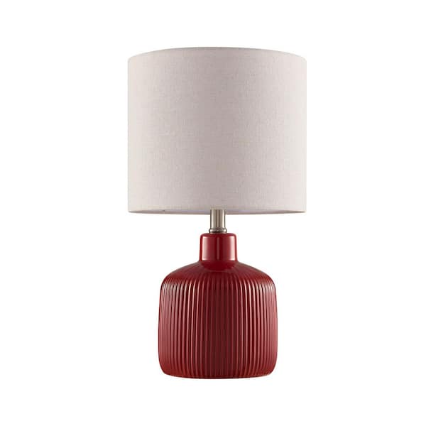 KAWOTI 17.5 in. Red Glossy Contemporary Ceramic Table Lamp for