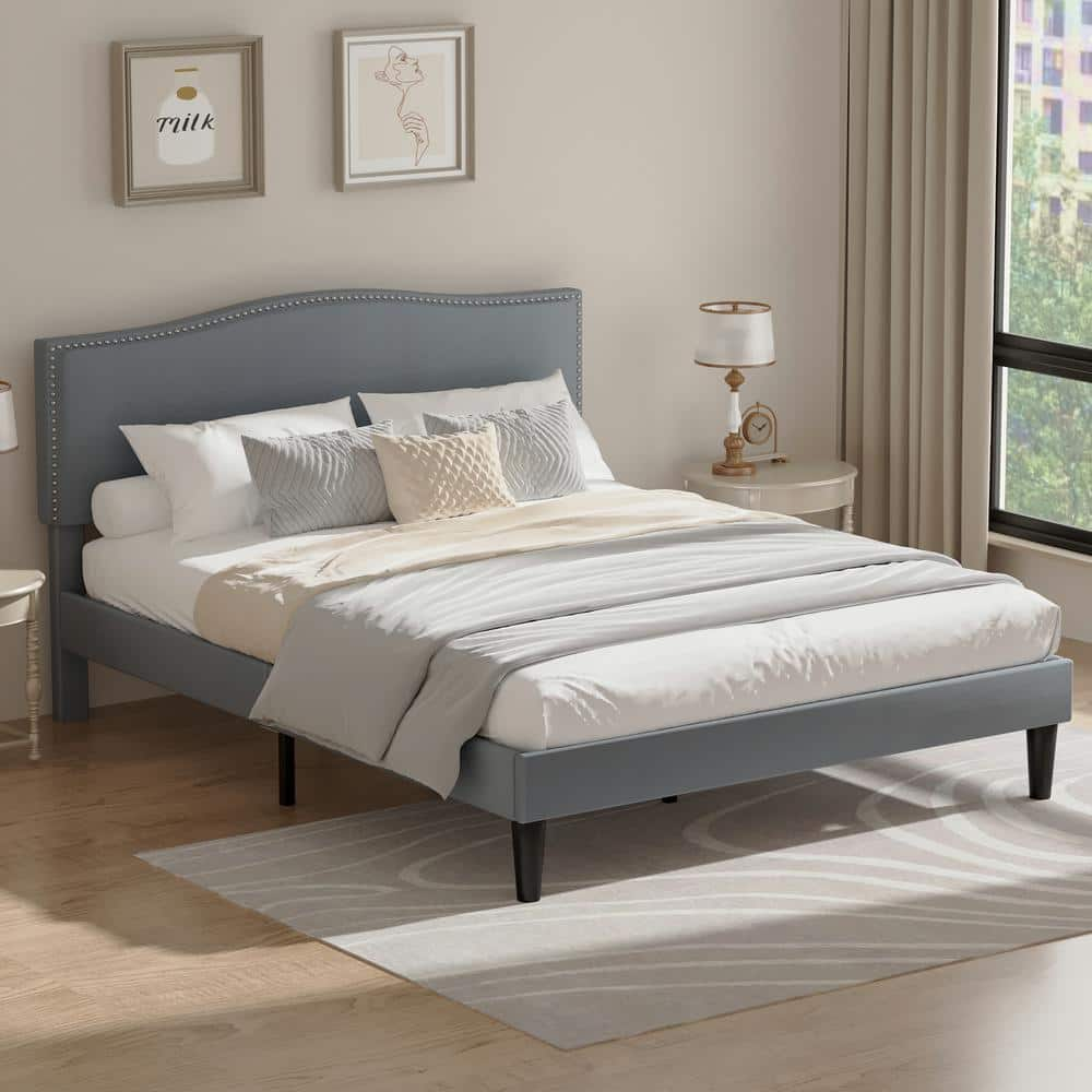 Adrienna tufted solid wood deals and upholstered platform bed