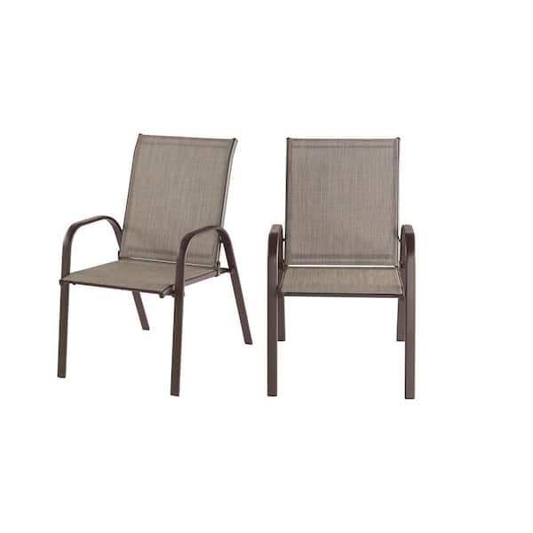 Stylewell Mix And Match Dark Taupe Steel Sling Outdoor Patio Dining Chair In Riverbed Tan 2 Pack Fcs00015y2pkrvb - Home Depot Sling Patio Sets