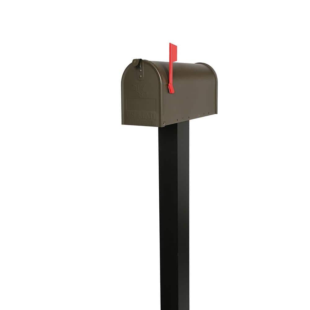 Medium Venetian Bronze Steel Post-Mount Mailbox