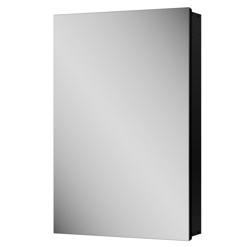16 in. W x 24 in. H Rectangular Frameless Aluminum Black Recessed or Surface Mount Medicine Cabinet with Mirror price history on PriceWatchPro