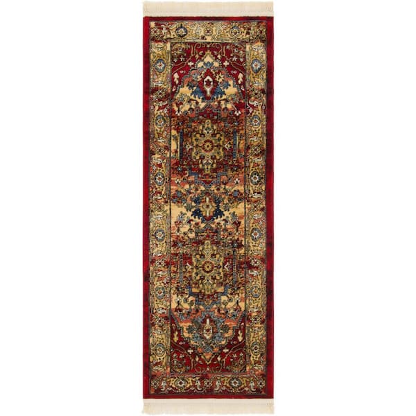 Unique Loom District Potomac Red 2 ft. 2 in. x 6 ft. Runner Rug