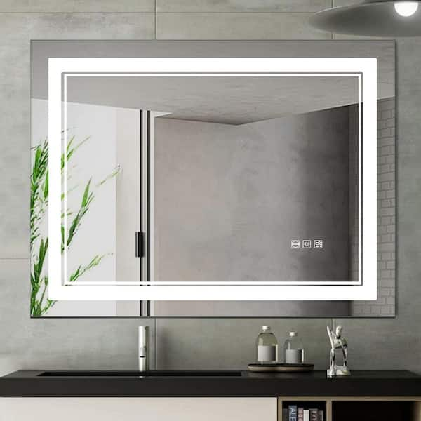 48 in. W x 24 in. H Rectangle Frameless Silver Mirror H902-MIRROR_005 ...