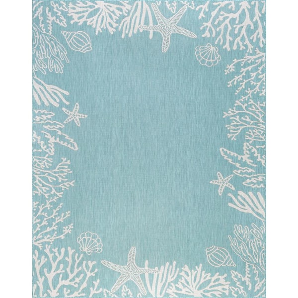 Eco Coastal Aqua 5 ft. x 8 ft. Indoor/Outdoor Area Rug