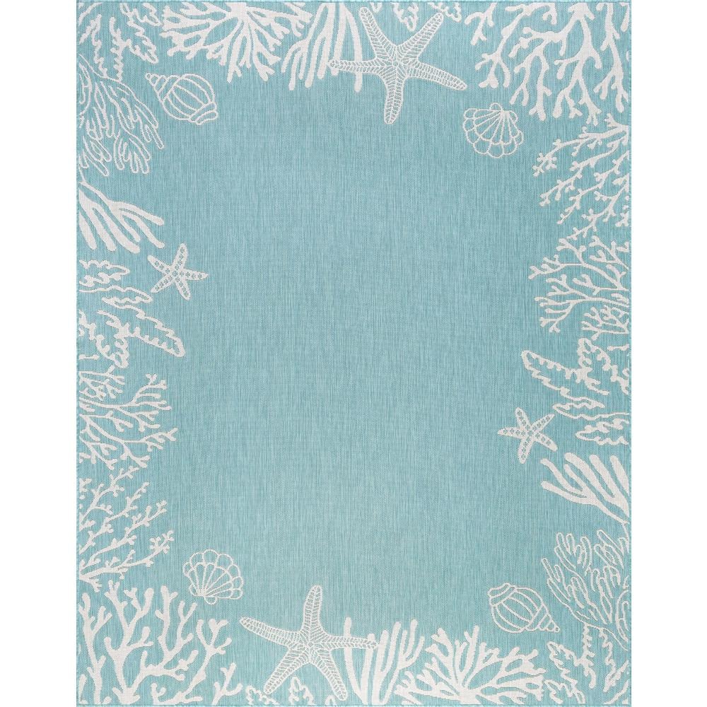 Tayse Eco Area Rug ECO1506 Novelty Aqua Shells Sea 8ft x 10ft Rectangle