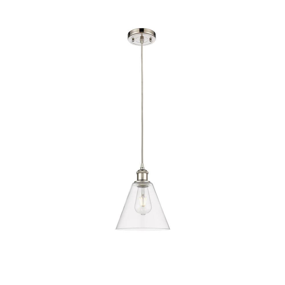 Berkshire 60-Watt 1-Light Polished Nickel Shaded Mini Pendant Light with Clear Glass Clear Glass Shade price history on PriceWatchPro