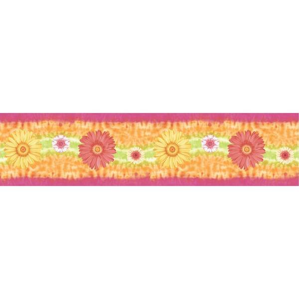 The Wallpaper Company 5 in. x 15 ft. Brightly Colored Daisy Border
