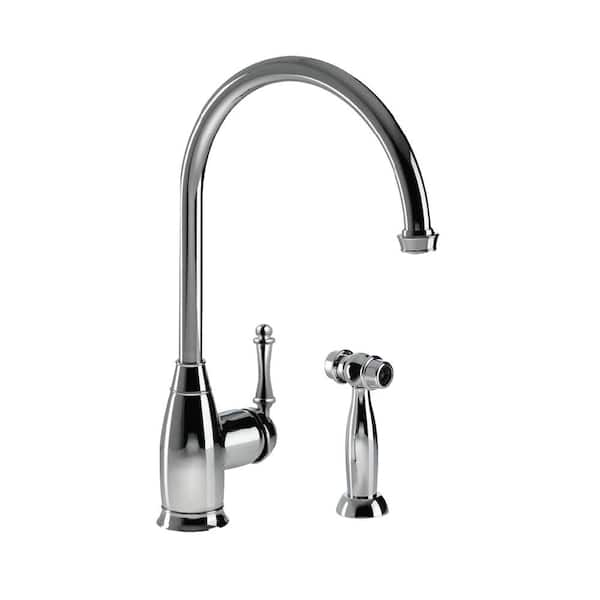 Houzer Charlotte Traditional Single Handle Standard Kitchen Faucet With Sidespray And Ceradox