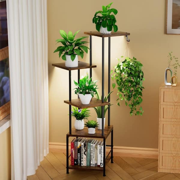 potted plant stands Modern Indoor Plant Stand Set of 2 with Pots — Tall Minimalist Wood Plant Pedestal Pair main image 0