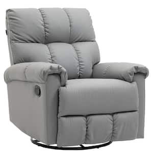 38.25 in. Gray Faux Leather Rocker Recliner Chair with Footrest