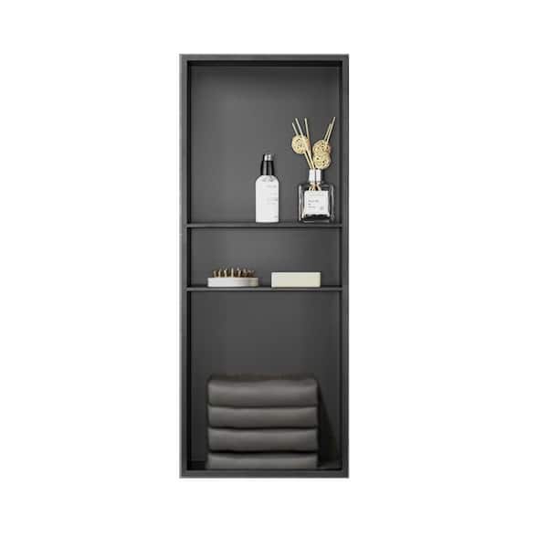 16 in. W x 40 in. H x 4 in. D Stainless Steel Materials Shower Niche in Matte Black