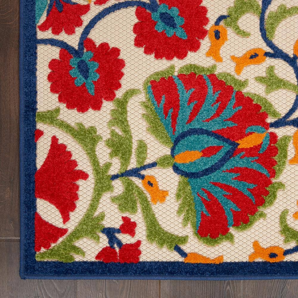 Nourison Aloha Multicolor Floral Synthetic Outdoor Rug