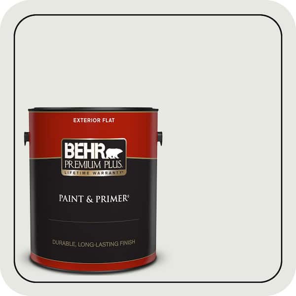 BEHR PREMIUM PLUS 1 gal. Home Decorators Collection #HDC-NT-10G Wedding Cake White Flat Exterior Paint & Primer
