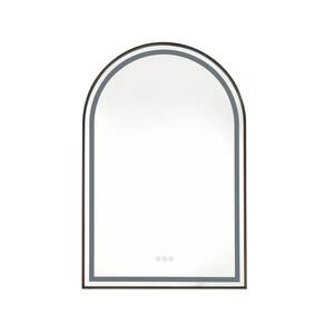 26 in. W x 39 in. H Rectangular Stainless Steel Framed LED Anti-Fog Wall Bathroom Vanity Mirror in Bronze