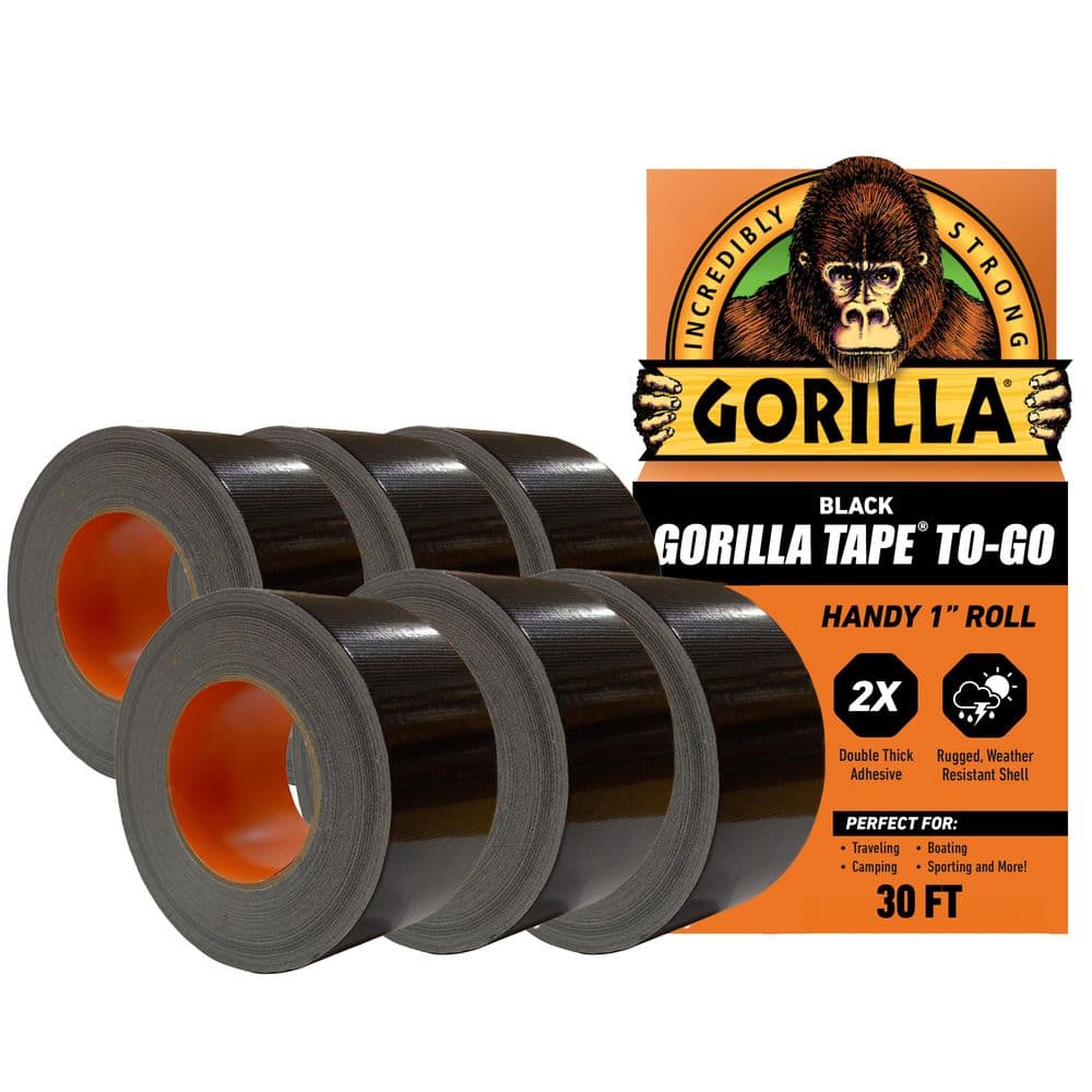 Gorilla 1 in. x 10 yd. Black Tape-To-Go (6-Pack) 61001 - The Home