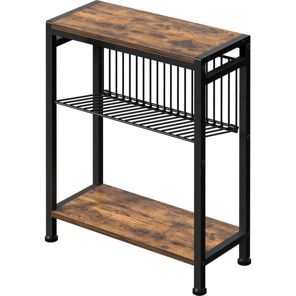 Brown Magazine Rack Rustic Brown 17 in. x 22.2 in. Metal Freestanding Magazine Rack ...