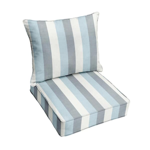 25 x 25 Deep Seating Indoor/Outdoor Pillow and Cushion Chair Set in Sunbrella Direction Dew