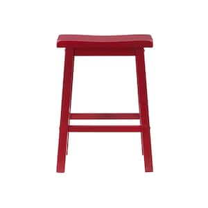 Darby Crimson Red Finish Wood Backless Counter Stool