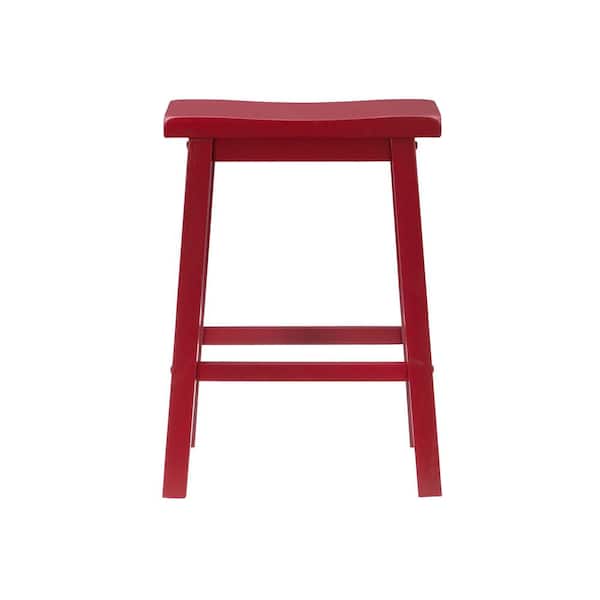 Powell Company Darby Crimson Red Finish Wood Backless Counter Stool
