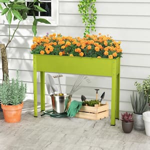 40 in. x 11 in. x 31.5 in. Green Metal Raised Garden Bed with Legs and Drainage Hole