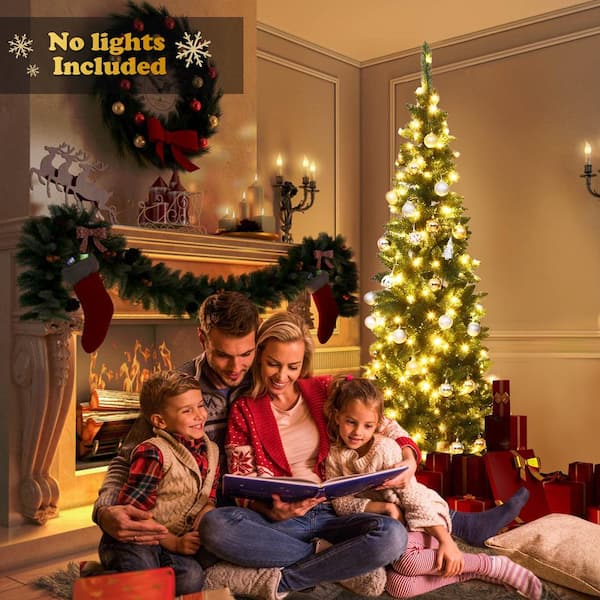 7.5 ft. Pre-Lit Pencil Artificial Christmas Tree Traditional Indoor Decoration