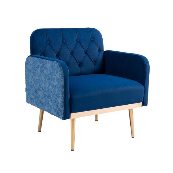 URTR Navy Living Room Accent Arm Chair, Velvet Upholstered Leisure Single  Chair with Rose Golden Feet for Bedroom, Office T-01678-0 - The Home Depot