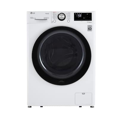 24 in. W 2.4 Cu. Ft. Compact Stackable SMART Front Load Washer in White with Steam and AI Fabric Sensor / Smart Pairing