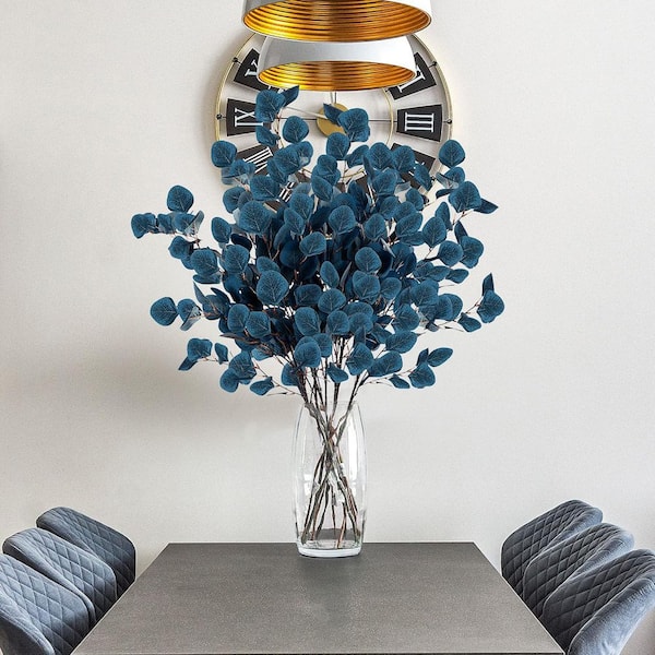 6 Pcs 35. 4in Long Silver Dollar Leaves Artificial Blue Eucalyptus Stems Eucalyptus Leaves