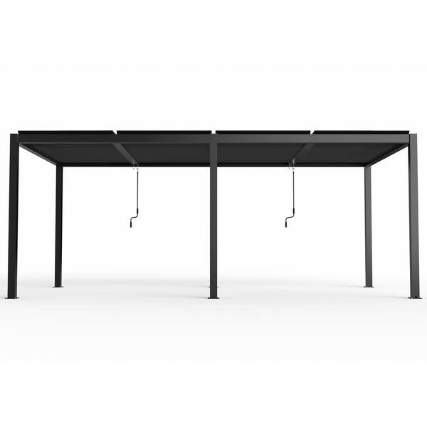 Boosicavelly 19 ft. x 10 ft. Black Aluminum Louver Pergola with 8610J Steel Louvers