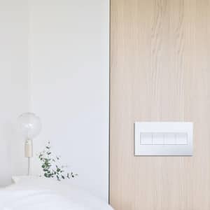 Adorne 4 Gang Decorator/Rocker Wall Plate with Microban, Gloss White on White (1-Pack)