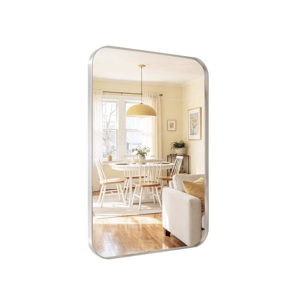 20 in. W x 28 in. H Rectangular Metal Framed Wall Mounted Bathroom Mirrors Bathroom Vanity Mirror in Silver price history on PriceWatchPro