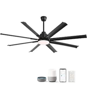 72 in. Smart Indoor Black Integrated LED Ceiling Fan with Light Kit and Remote Control