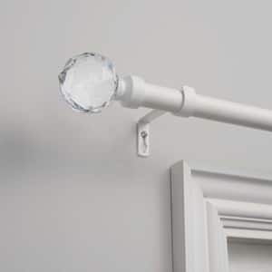Crystal Ball Outdoor 84 in. - 160 in. Adjustable 1 in. Single Curtain Rod Kit in Matte White with Finial