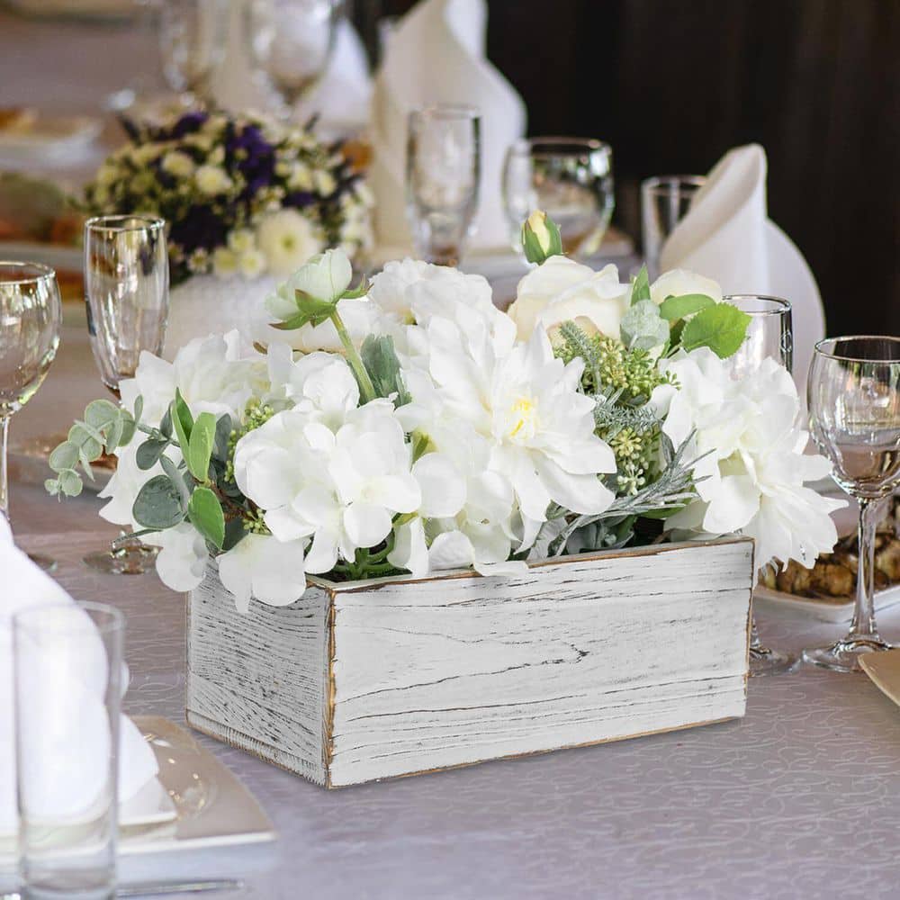 10 in. White Artificial Hydrangea Flowers and Champagne Roses in