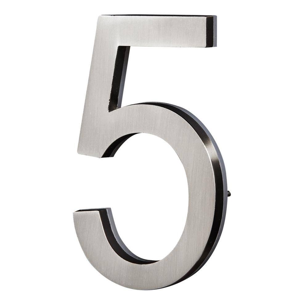 5 in. Satin Nickel LED Backlit House Number 5