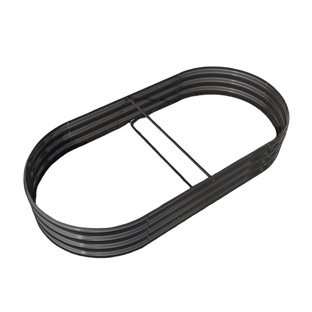 70.86 in. x 35. 43 in. x 11. 42 in. Oval Metal Raised Garden Bed in Black